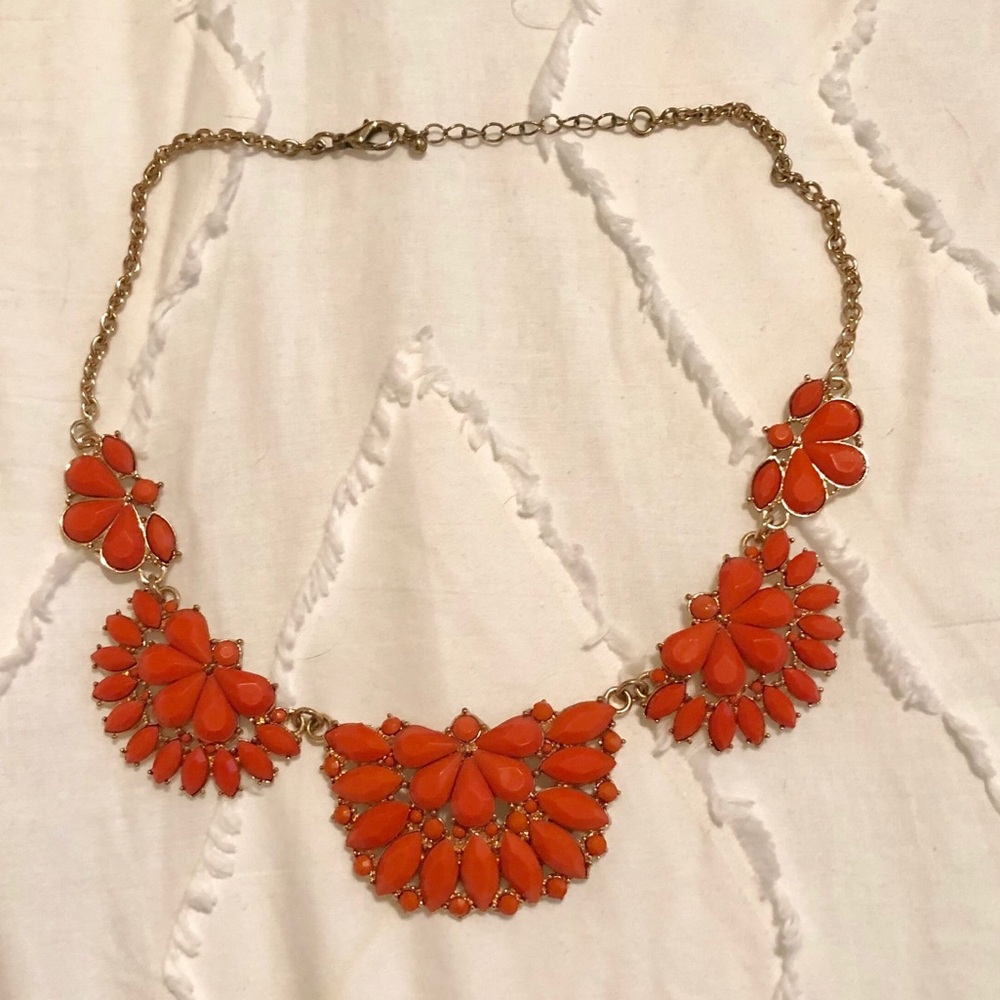 Orange and gold statement necklace